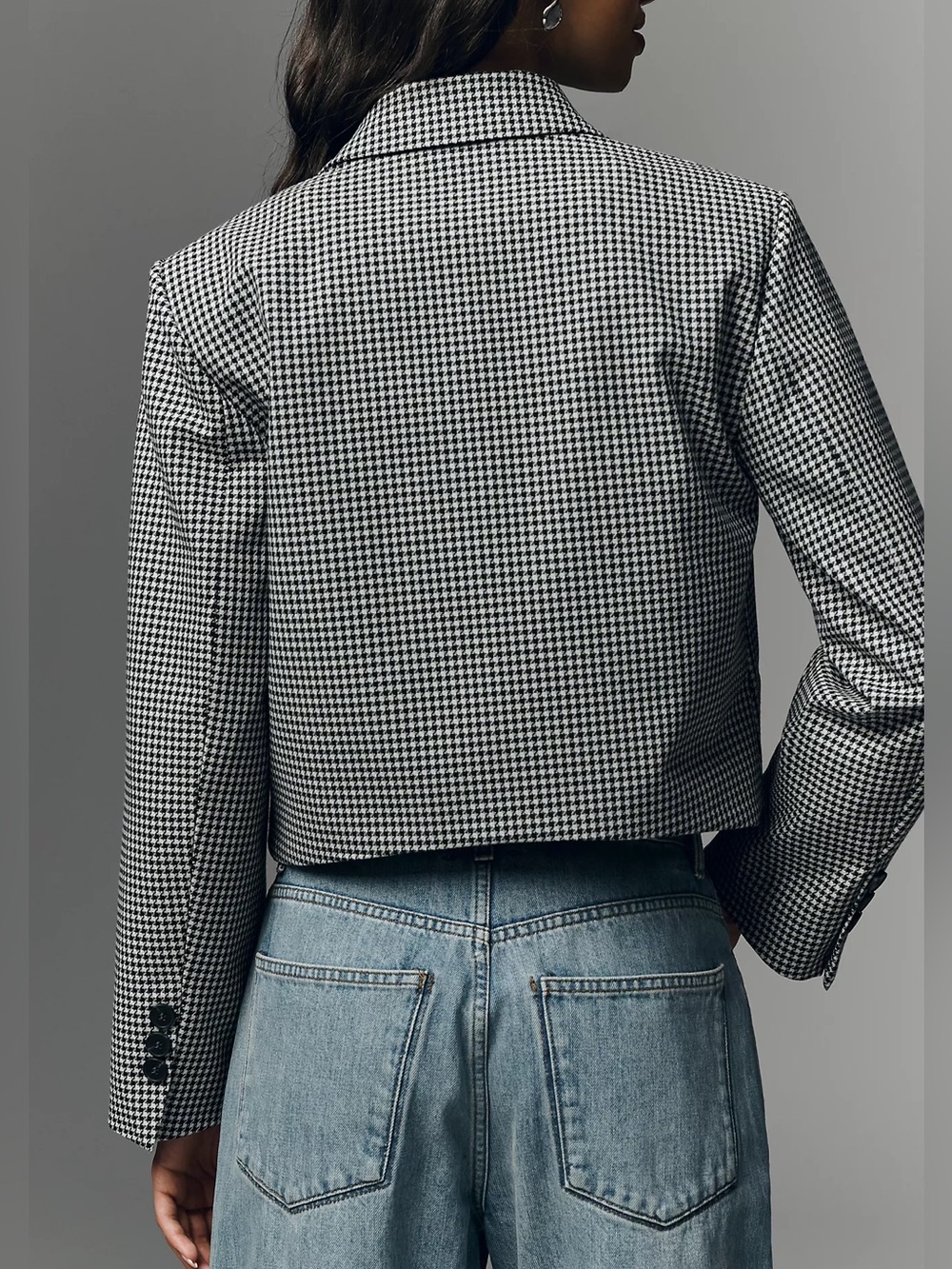 Maeve by Anthropologie Boxy Crop Blazer- Houndstooth size L NWT - Picture 2 of 12